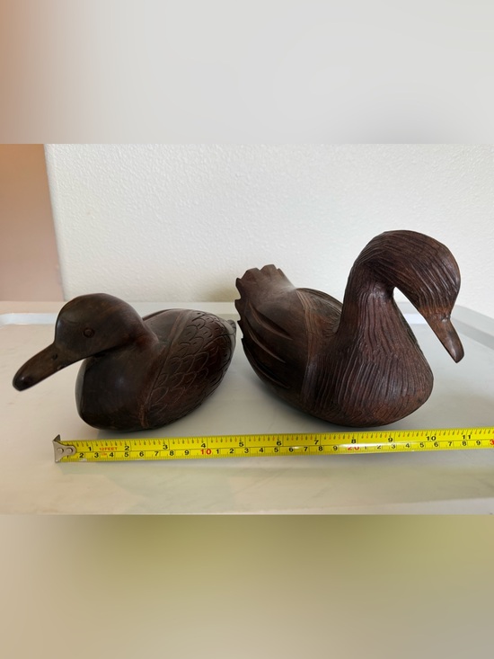 Handmade Other - Hand-Carved Wooden Duck Décor - Brown